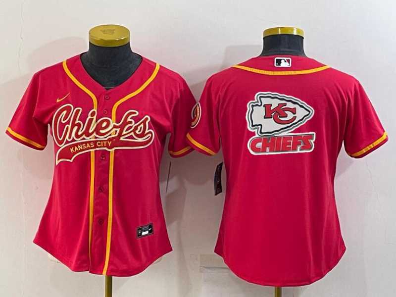 Womens Kansas City Chiefs Red Team Big Logo With Patch Cool Base Stitched Baseball Jersey->women nfl jersey->Women Jersey